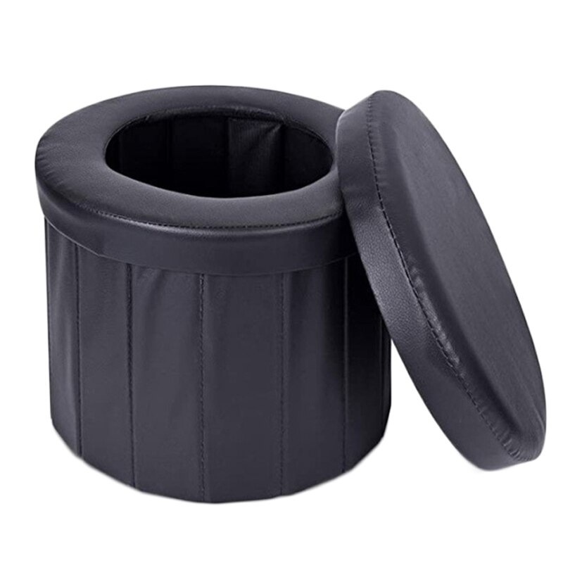 Portable Toilet Seat Folding Travel Commode Toilet Outdoor Travel Camping Car Folding Potty Toilet Supplies: Large with cover