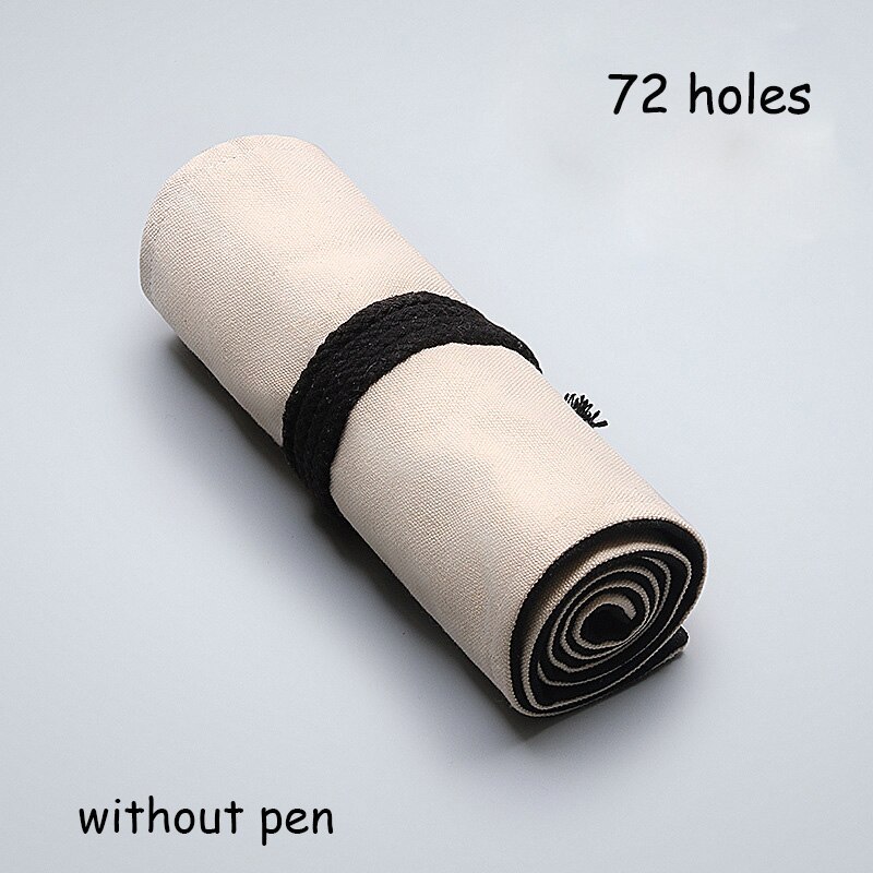 12/24/36/48/72 huller brevpapir etui lærred wrap wrap up blyant taske til drenge piger pen gardin maleri leverer pose: 72 huller uden pen