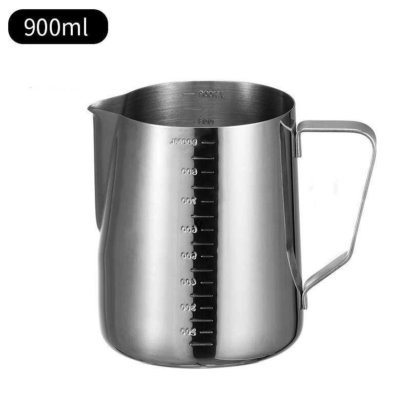 Mjölkskumningskanna i rostfritt stål 350/550/900ml espressokaffe kanna hantverkskaffe latte mjölkskumningskanna tillbringare: 900ml