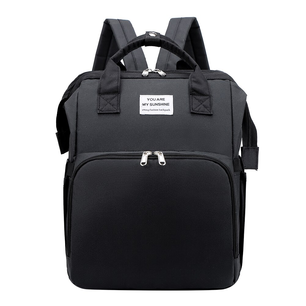 Sac à dos à couches multifonctionnel 3 en 1, berceau pliant, sac d'allaitement de maternité, sac à dos de voyage de grande capacité pour maman: Black