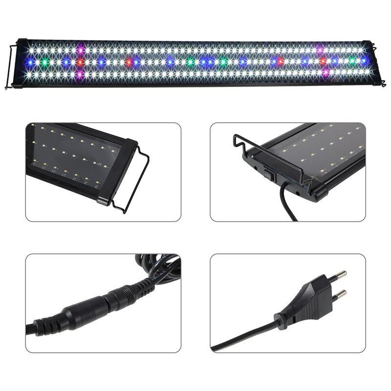 LED Aquarium Light Multi-Color Full Spectrum 30-110cm Super Slim Fish Tank Aquatic Plant Marine Grow Lighting Lamp
