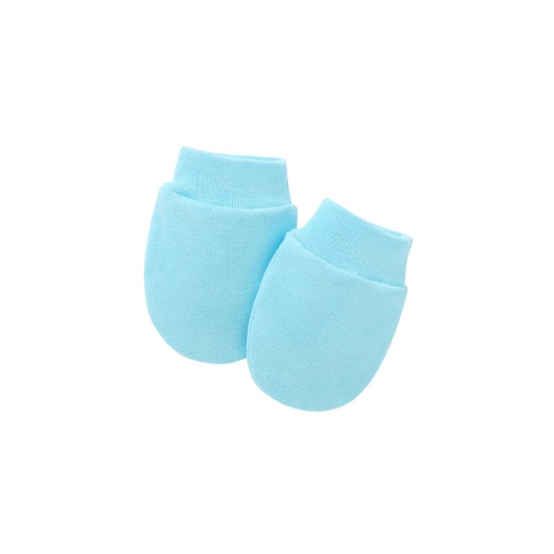 1 paio di guanti in cotone morbido antigraffio per neonati protezione per neonati guanti antigraffio per neonati: Light Blue