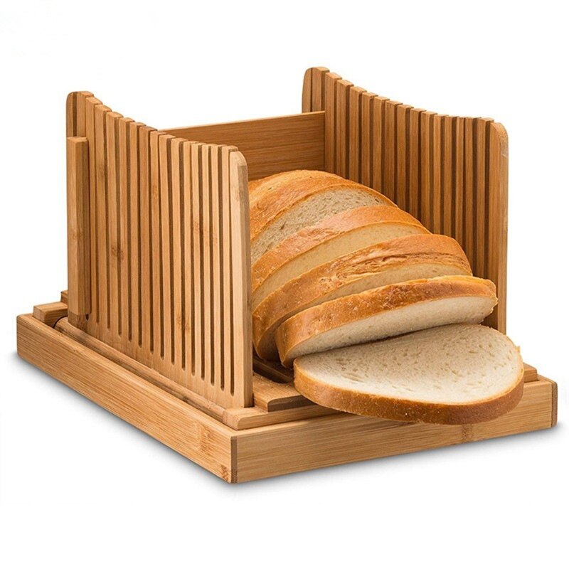 Bamboo Adjustable Bread Slicer Toast Loaf Cutter Holder Sandwich Slicing Tool Folding Maker Kitchen Appliance Easy PraRetailsale