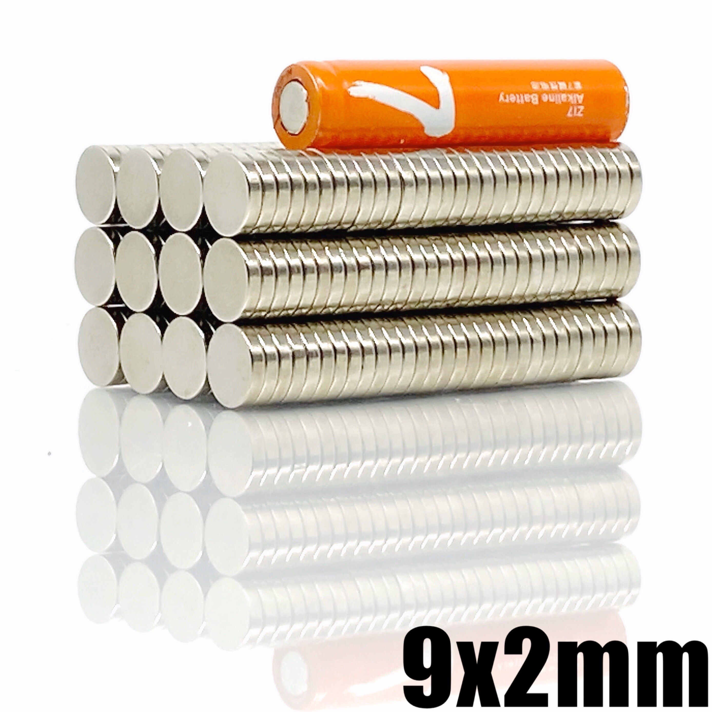 10-500Pcs 9x2 Néodyme Aimant 9mm x 2mm N35 NdFeB Rond Super Puissant Magnétique Permanent imanes Disque 9*2