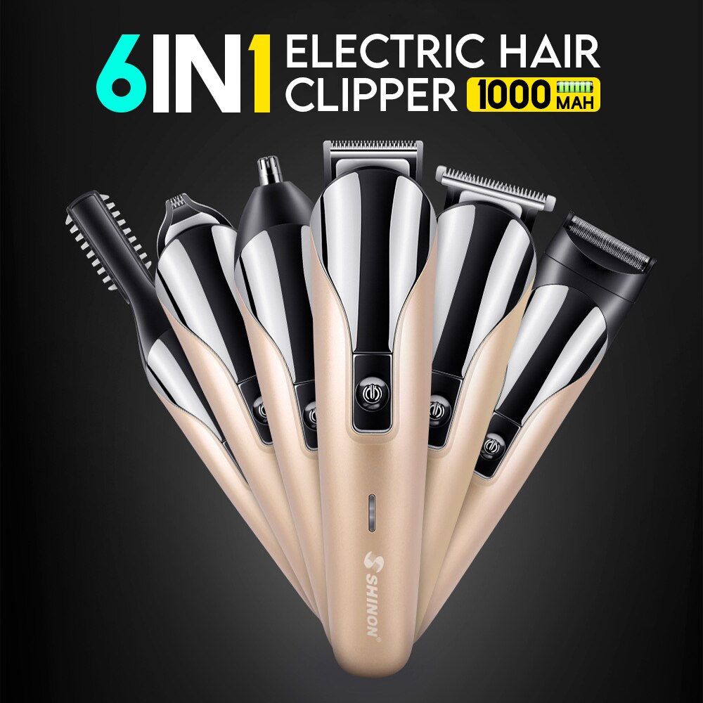 SHINON Hair Clipper Set Barber Hair Trimmer Electric Clipper Razor Shaver Beard Trimmer Men Shaving Machine Cutting Nose Trimmer
