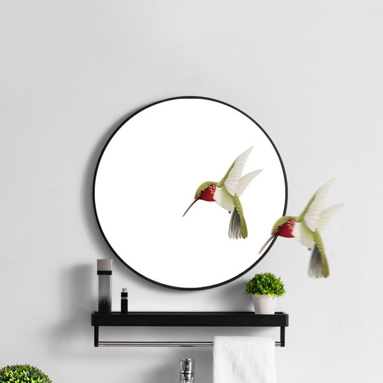 Nordic Bathroom Non-Perforated Bathroom Round Mirror Decorative Wall Mirrors Bathroom Accessories Bath Mirror LD125