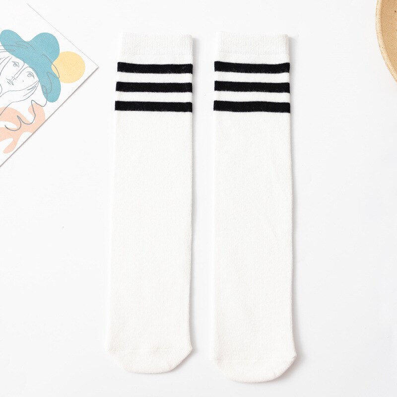 Kinderen Baby Lange Buis Been Warm Kids Kniekousen Voor Meisjes Jongens Voetbal Strepen Katoen Sport Oude School Wit sokken Skate: White Socks