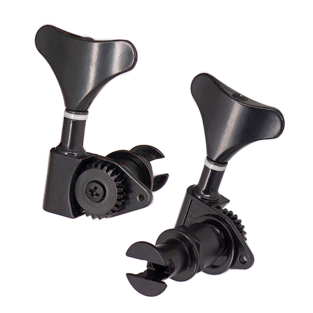2L2R Fish Tail Electric Bass Tuning Pegs Tuners Machine Heads Black Bass Replacement Closed Tuning Peg Tuning Keys Tuners
