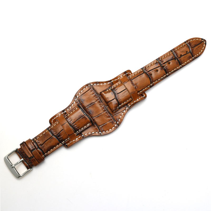 Lederen Armband 18 Mm 20 Mm 22 Mm Herstellen Van Horloge Riem Heren Horlogeband Met Mat Horloges Band Bamboe Graan polsband: green / 18mm