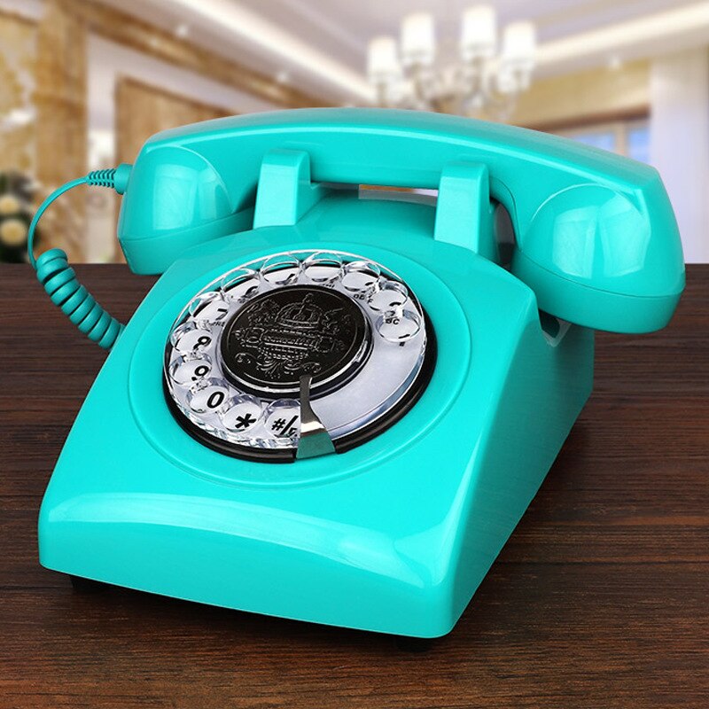 Rode Retro Telefoons Snoer Antieke Roterende Telefoon Vintage Klassieke Telefoon Voor Home Office Decor Novelty Voor Antieke: blue telephone