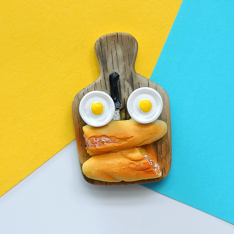 Imanes de nevera 3D de simulación de comida creativa, cono dulce, pierna de pollo frito, hamburguesa, decoración magnética, pasta de refrigerador: breakfast