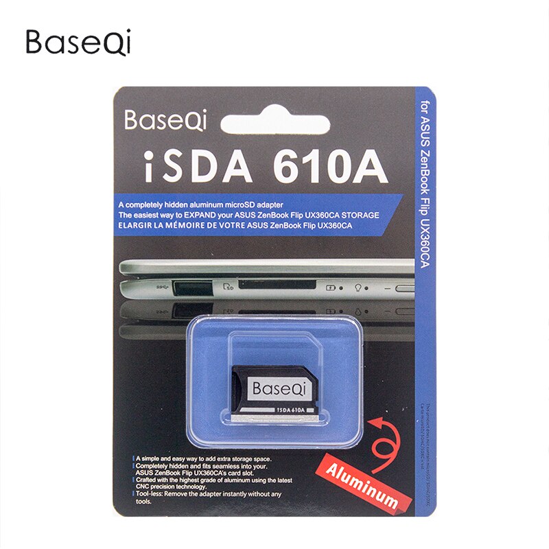 BaseQi Aluminum NinjaDrive Micro SD Card Adapter For Asus UX31A and Asus ZenBook Flip ux360CA