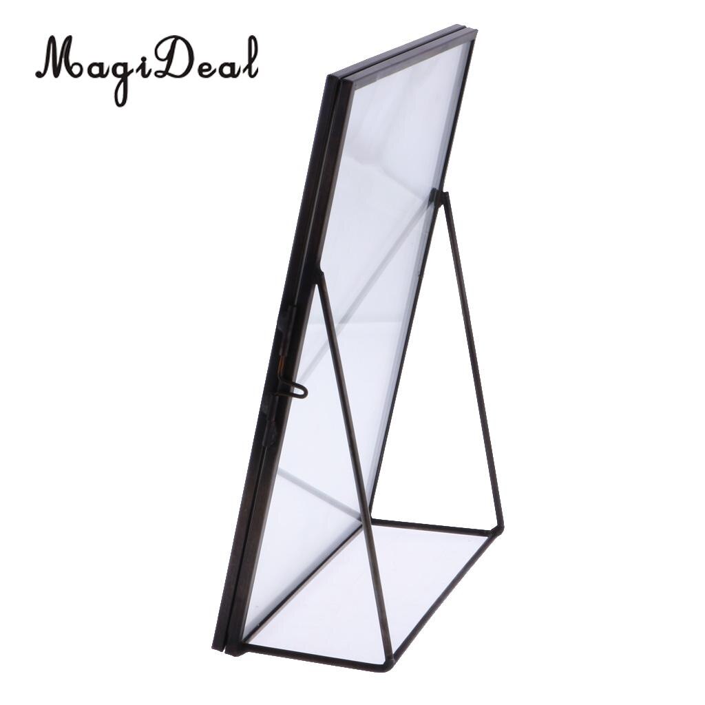 MagiDeal-marco de fotos de cristal, marco de fotos de latón independiente antiguo, Retrato, accesorios de decoración del hogar