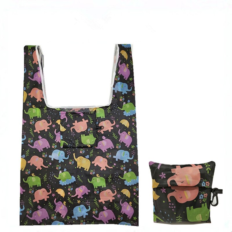 1PCS Flamingo Recycle Shopping Bag Eco Reusable Shopping Tote Bag Cartoon Floral Shoulder Folding Pouch Handbags Printing: 06