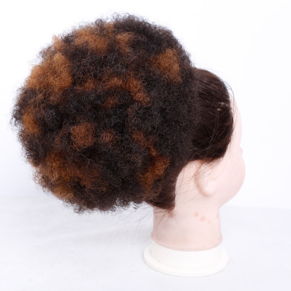 Kort afro lockigt ponnysvansklämma i hästsvans dragsko syntetiskt hår hun förlängning chignon amir hårstycken peruk: 4/27hl