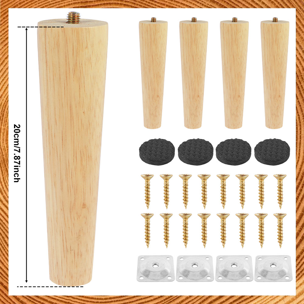 4 Uds patas de muebles patas de muebles sólidas de madera natural patas de mesa oblicuas/rectas Protector de suelo de muebles antideslizante decorar: Verde militar