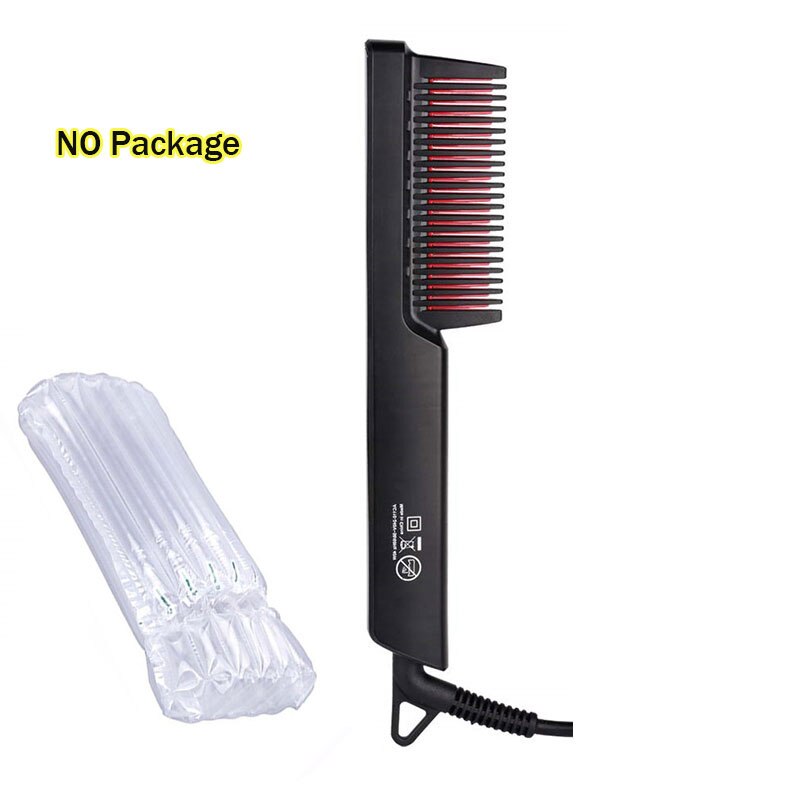 Multifunctional Beard Straightener Hair Straighten Straightening Beard Comb Hair Brush Quick Hair Styler Men Hair Styler Tool: no box / US