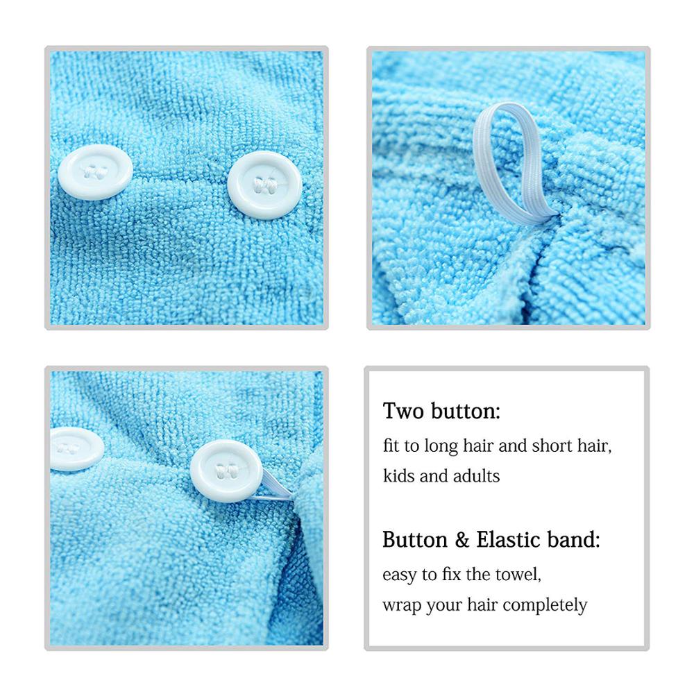 Super Absorberende Voor Lange Krullend Haar Handdoek Met Knop Voor Hoofd Anti-Frizz Microfiber Handdoek Tulband Twist Haar Cap reizen Handdoeken