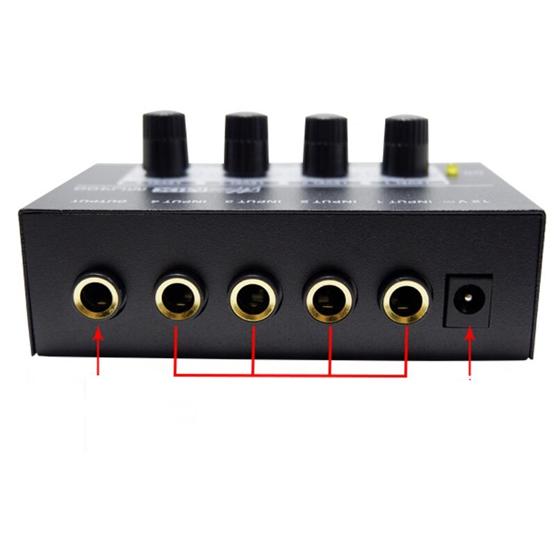 MU400-Mezclador de 4 canales o Mini mezclador de señal para 6,5mm o Cable (Enchufe europeo)