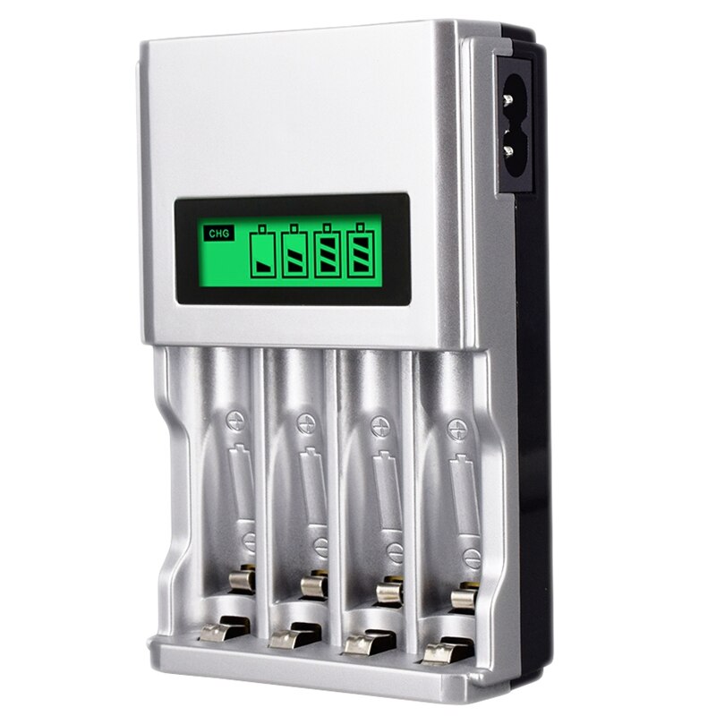 Four Slots Lcd Smart Battery Charger For Aa Aaa Rechargeable Battery Ni-Mh Ni-Cd Aaa Aa Rechargeable Batteries(Eu Plug)