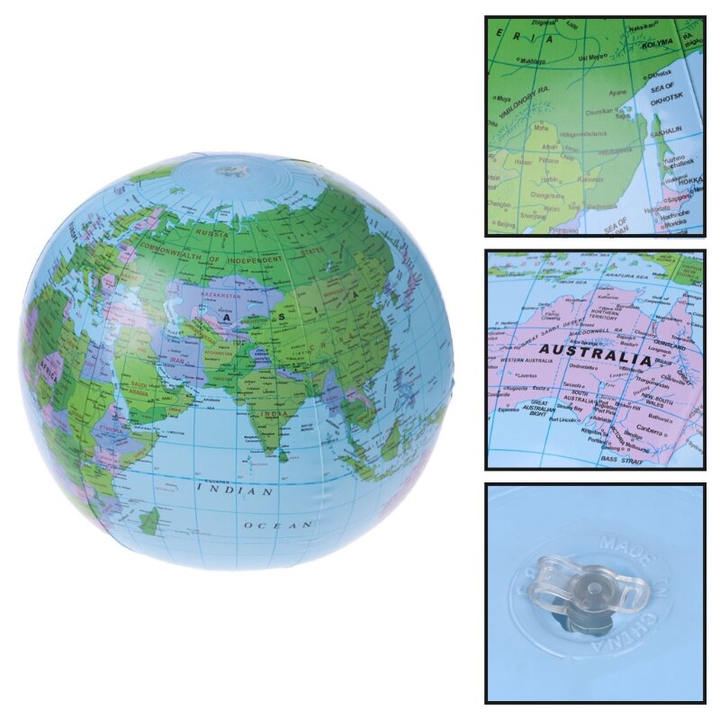 30CM Inflatable World Map Globe Balloon Beach Ball Education Geography Kid Toys