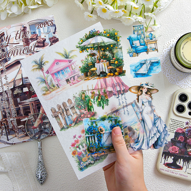 20 pcs/book PET Stickers book Vintage Decorative handmade Scrapbooking Material Diary Album Craft Supplies