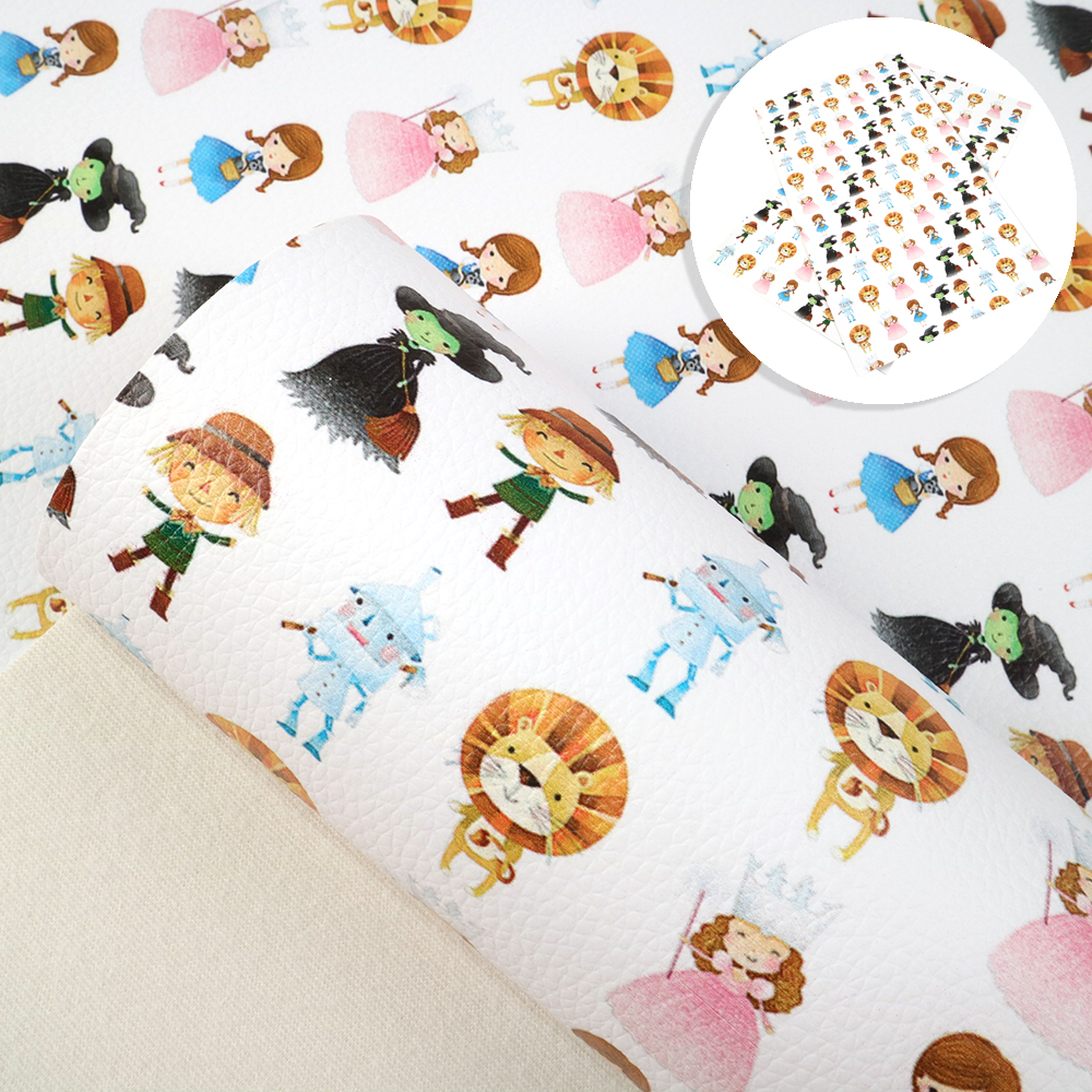 20*34cm Cartoon Princess Printed Lychee Faux Leather Artificial Synthetic Leather Fabric Vinyl Sewing DIY Bows Material,1Yc9596: 1077309036