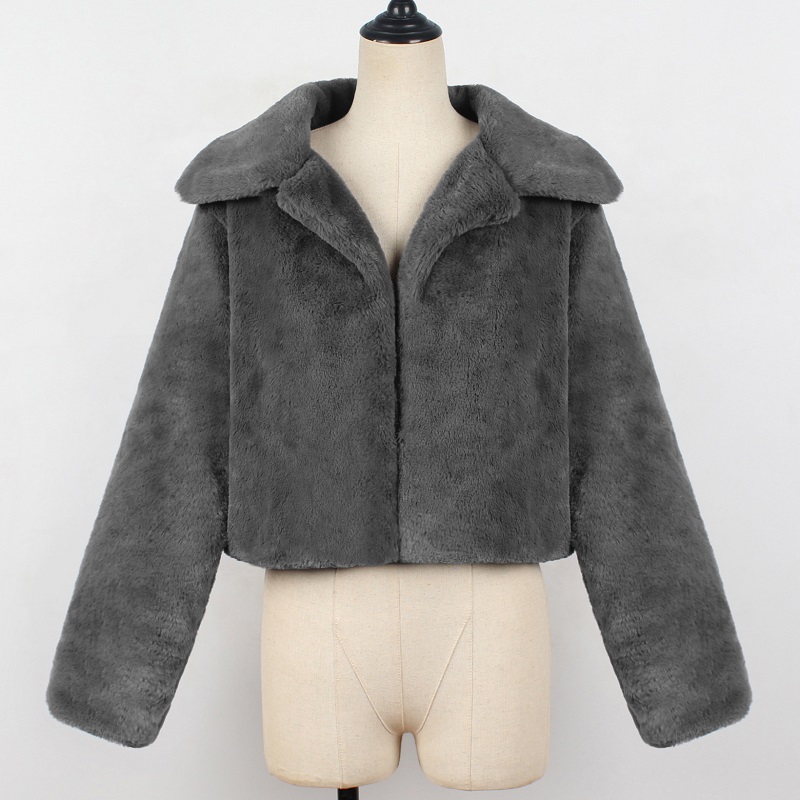 Winter Herfst Jas Mode Vrouwen Casual Korte Faux Bontjas Tops Jas Voor Vrouwen Jas Jassen Uitloper Vrouwelijke jas: Grijs / S
