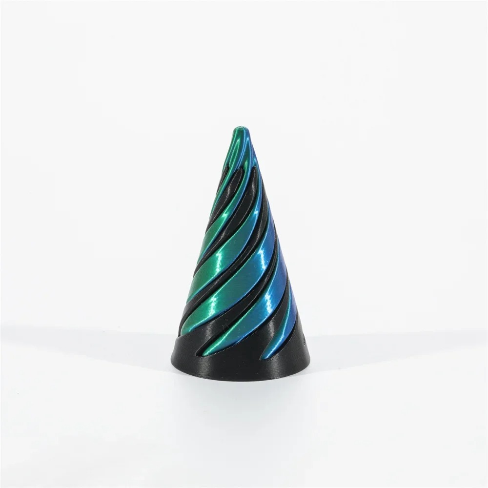 Juguete de cono en espiral impreso en 3D, escultura de paso de pirámide imposible, juguete de pirámide, Mini ilusión de hilo Vortex: Caqui oscuro