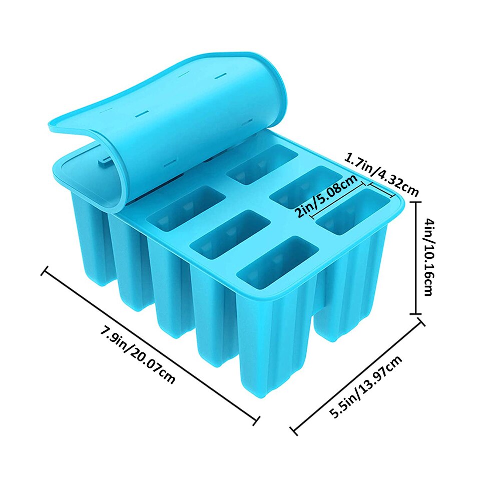 Ice Lolly Mold Kitchen Ice Cube Molds Silicone Ice Cream Tray Ice Pop DIY Maker Lid Children Family Kitchen Supplies Bar Tools: Blue