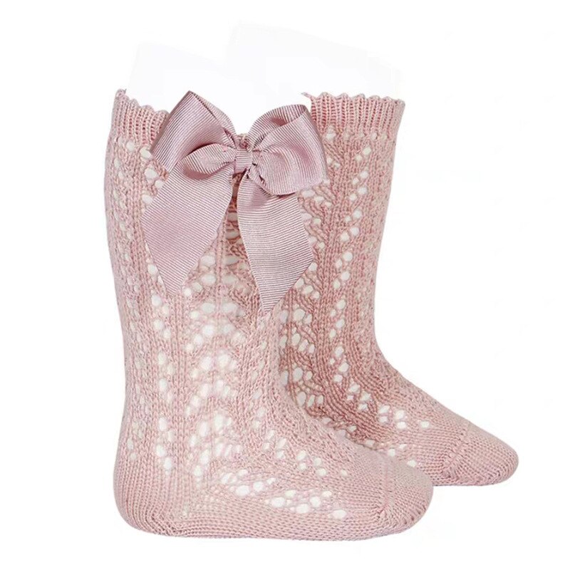 1-3 år baby sløjfe hul strik sokker piger sommer tynde sokker gulvstrømper