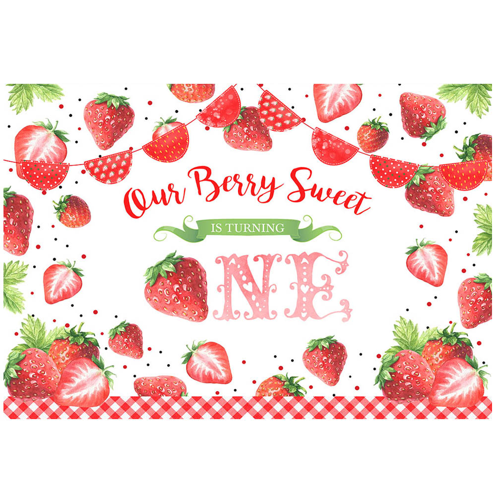 Mocsicka Aardbei Thema Kids Verjaardag Achtergrond Meisje 1st Verjaardag Party Decor Onze Berry Sweet Is Draaien Een Achtergrond Banner