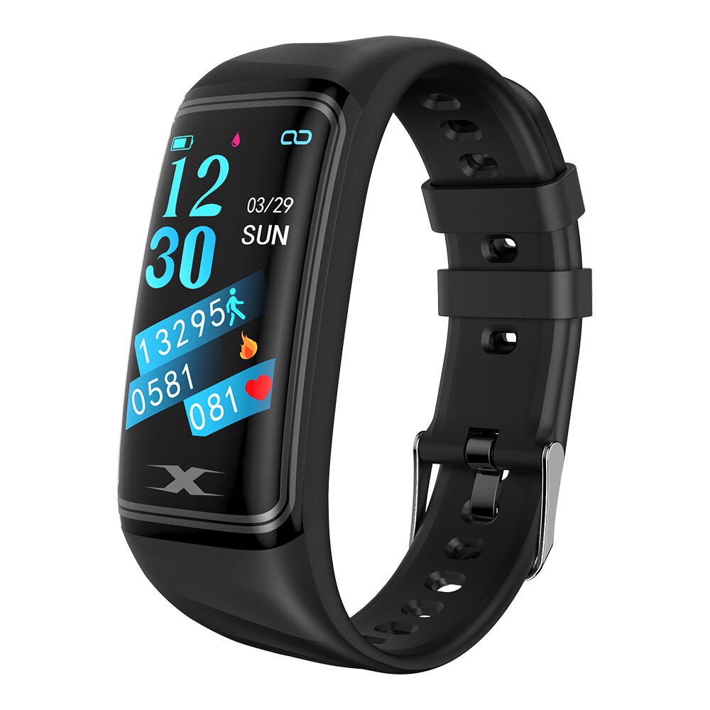 V30s smart armbånd bt sport fitness tracker puls søvn sundhed monitor storskærm smart ur: Sort
