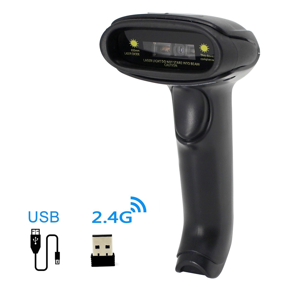 1D CCD Handheld 2.4G Wireless USB Barcode Scanner,Transfer Diatance 100 Meters,16MB Inventory Memory,Bar code Reader Wireless