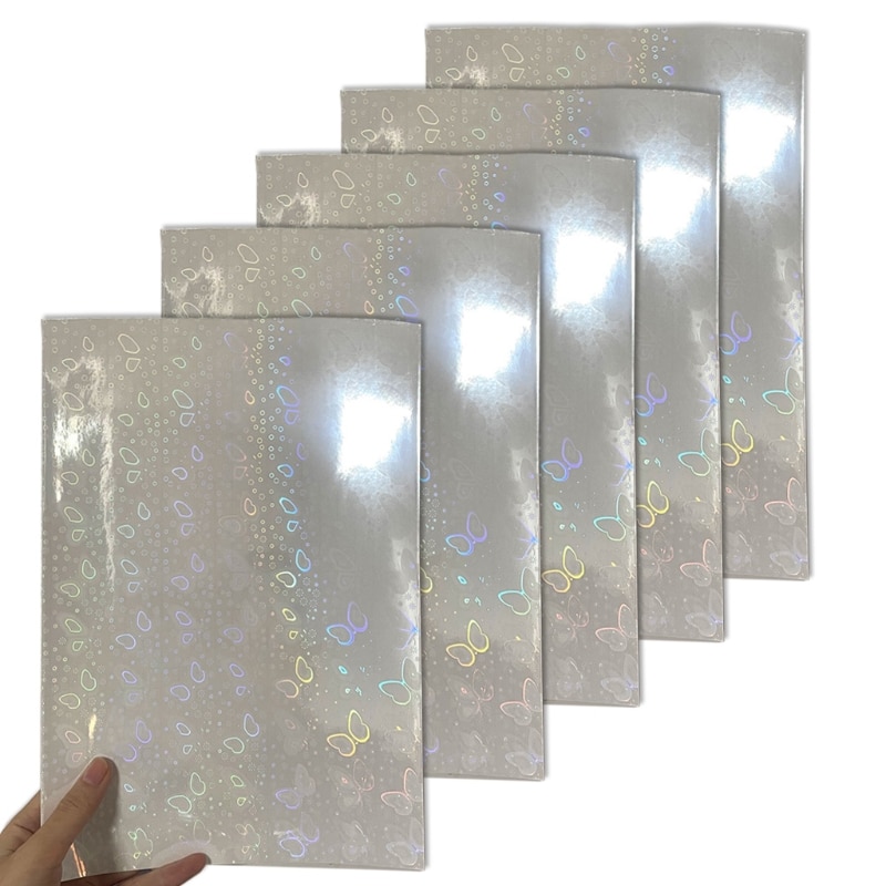 5 Sheets Transparant Holografische Overlay Lamineren Vinyl A4 Size Zelfklevende Laminaat Waterdicht Vinyl Sticker Papier: 5