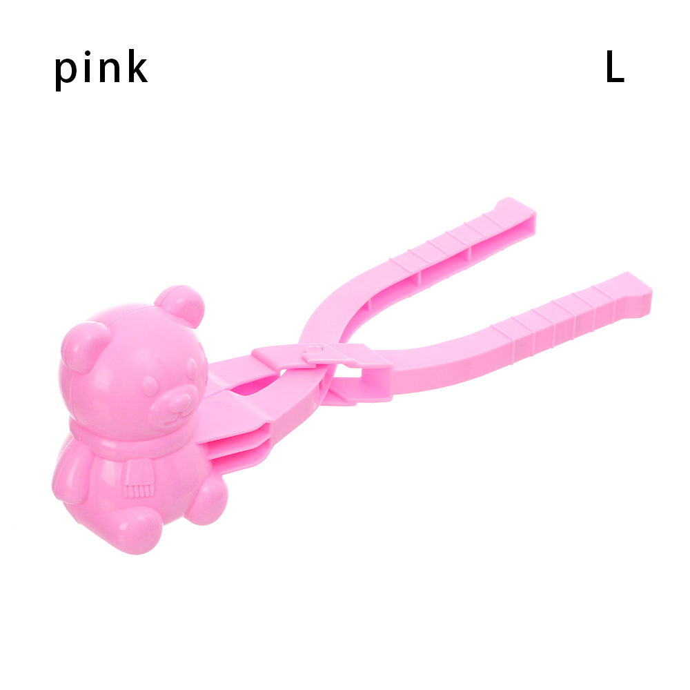 S/L Outdoor Fun &amp; Sports Dinosaur Snowball Maker Clip Outdoor Winter Snow Sand Mold Tool: Bear pink-L