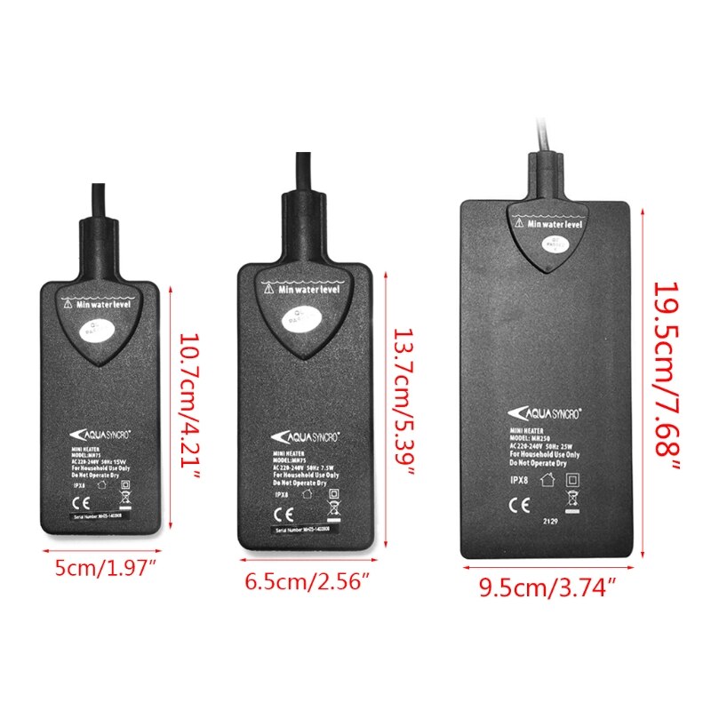 Ultra-dünne 7,5 W 15W 25W Aquarium Mini Heizung flexibel Aquarium Schildkröte Heizstab Wasser Panzer temperatur Regler 220-240V