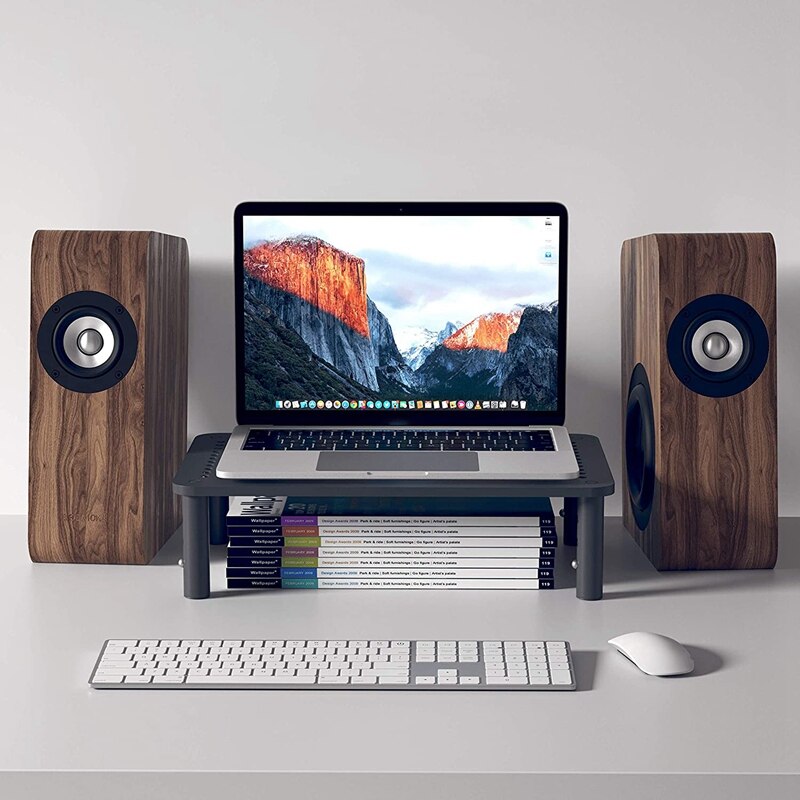 AAAJ-Stainless Steel Adjustable Monitor Riser Stand for Laptop, Desktop, Printer ,Top-Vented, Anti-Skid Computer Laptop Desk