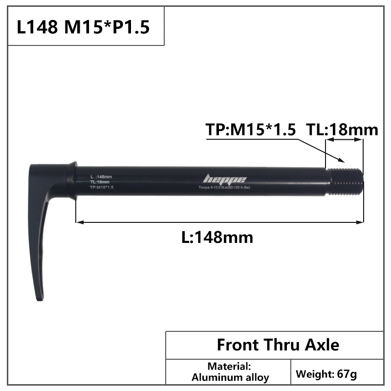 HEPPE Fahrrad Thru Achse Vorne Gabel Welle Spieß 15x 100 15x110 MTB Rennrad schnell Freisetzung M15xP 1,5 gewinde Tonhöhe Fahrrad Teile: L148 M14x1.5 TL18