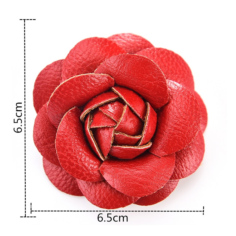 Koreaanse Handgemaakte Pu Leer Camellia Bloem Broche Boutonniere Revers Pin Sieraden Broches Corsage Voor Vrouwen Accessoires