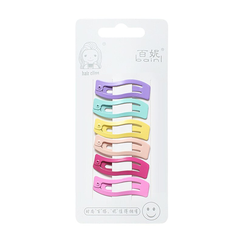 Lot de 6 épingles à cheveux en métal multicolores en forme de cœur ondulé rectangulaire pour bébé, épingles à cheveux pour filles, accessoires pour enfants: 07