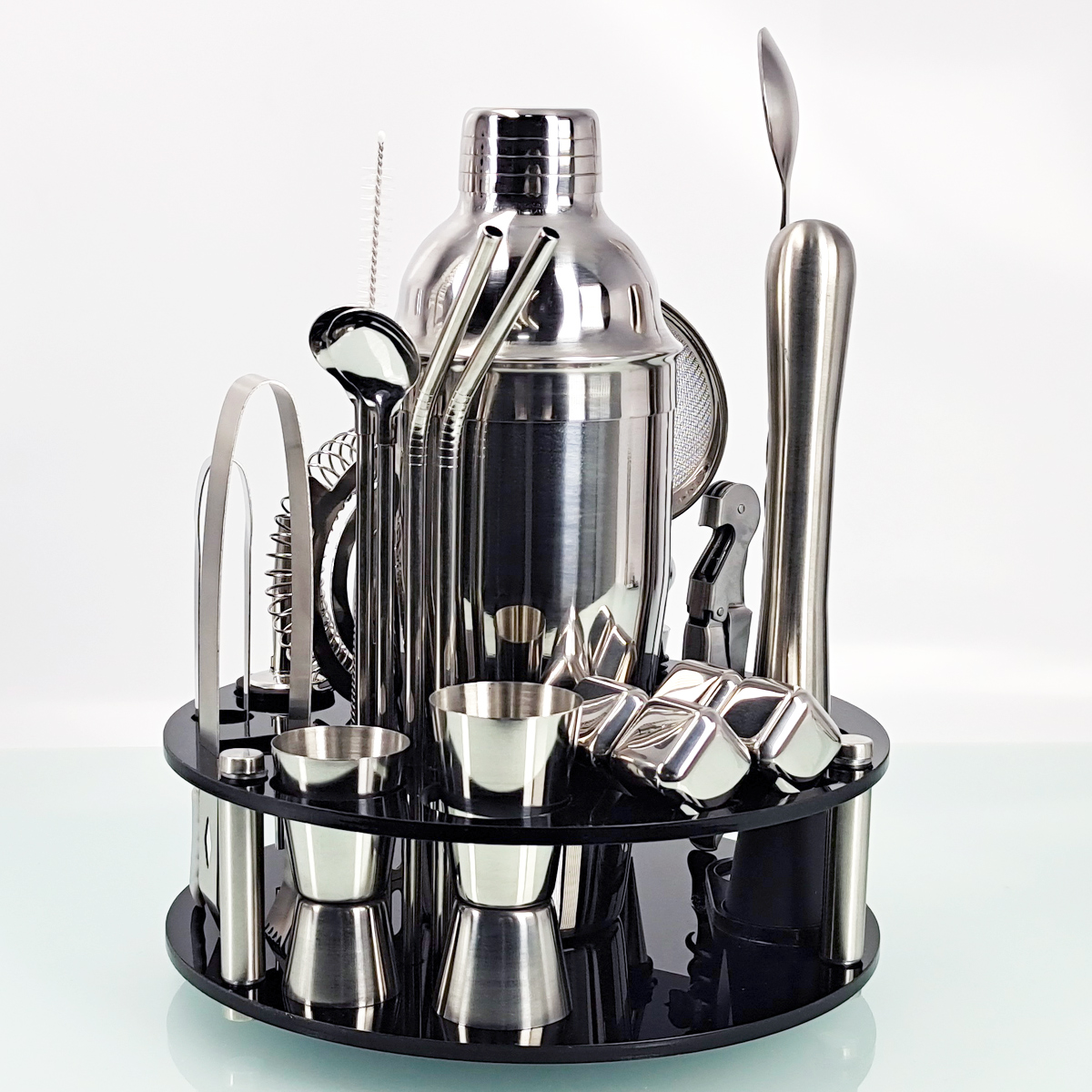 Zestaw barmańnarty 23-sztuka wibrator robić koktajli zestaw ze stali nierdzewnej lodu ziarna akrylowe stojak na napoje mieszane martini akcesoria barowe: 24P-750ML