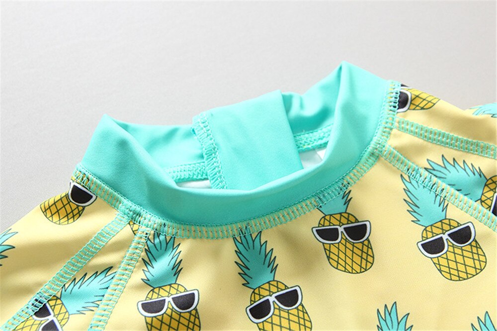 Bañador con estampado de piña para bebé, traje de baño amarillo de manga larga, ropa de baño para niños, traje de buceo para niños