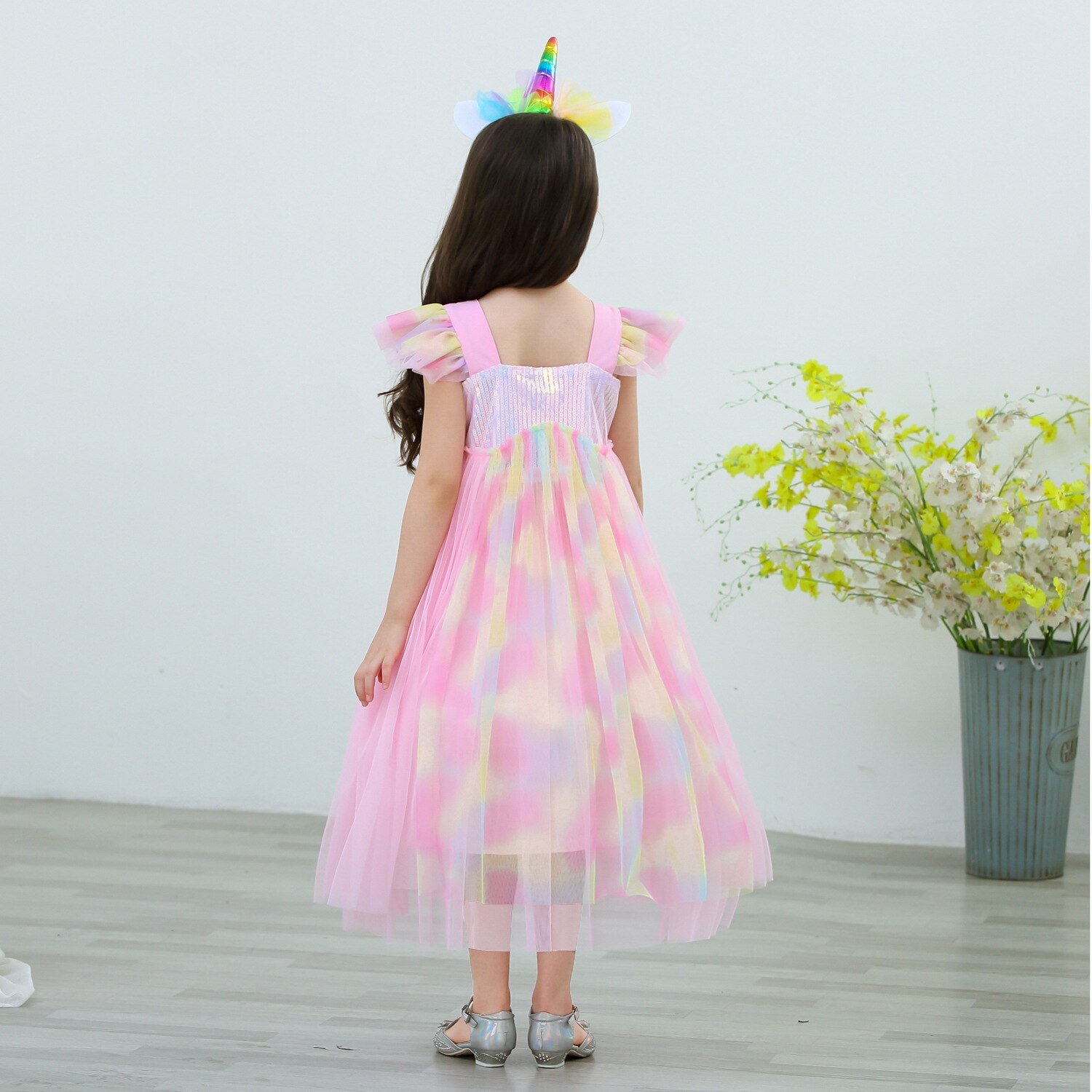 Einhorn Kleid für Mädchen freundlicher Karikatur Vestidos freundlicher Ballettröckchen Kleider Kleinkinder Sommer Ärmellose Prinzessin Halloween Kostüm