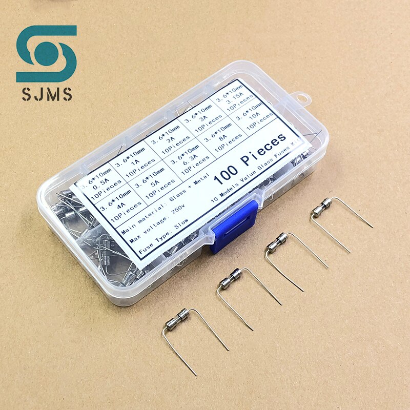 100Stck 3.6*10 3*10 4*11 F/T typ Glas sicherung Schnell/Langsam schlag 250V 0,5 EINE 1A 2A 3A 3,15 EINE 4A 5A 6,3 EINE 8A 10A Mit Beine 3,6 x10 3x10 4x11