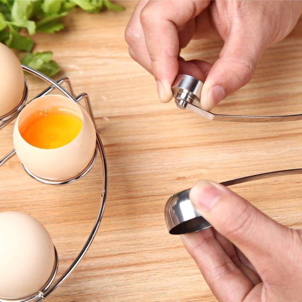 Neue Praktische Metall Ei Schere Ei Deckel Cutter Hülse Öffner Edelstahl Gekocht Rohes Ei offen Kreative Küche Werkzeuge einstellen