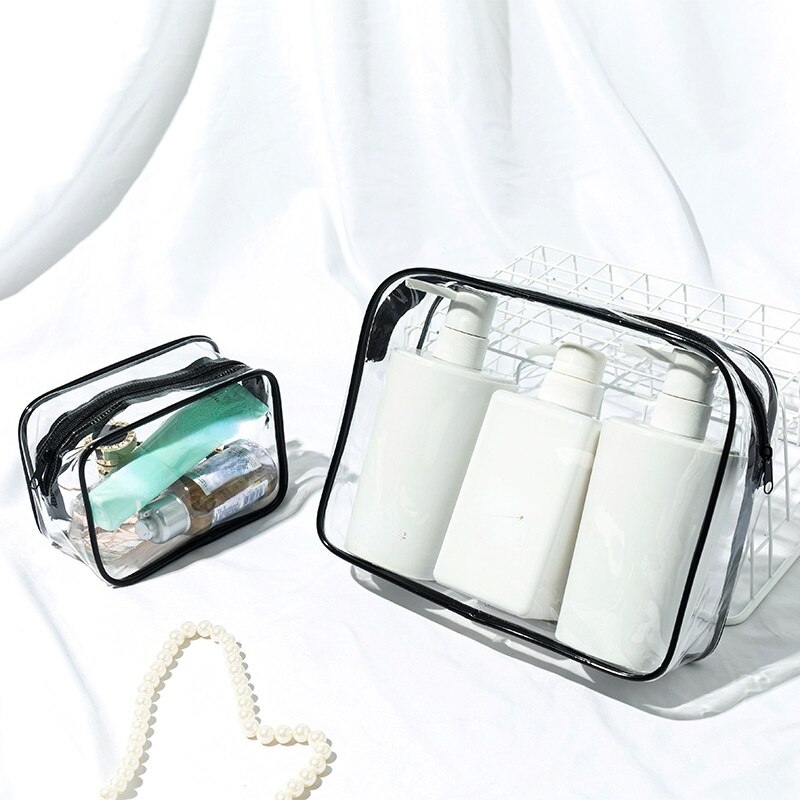 Cosmetische tas dubbellaagse toilettas draagbare transparante make-up