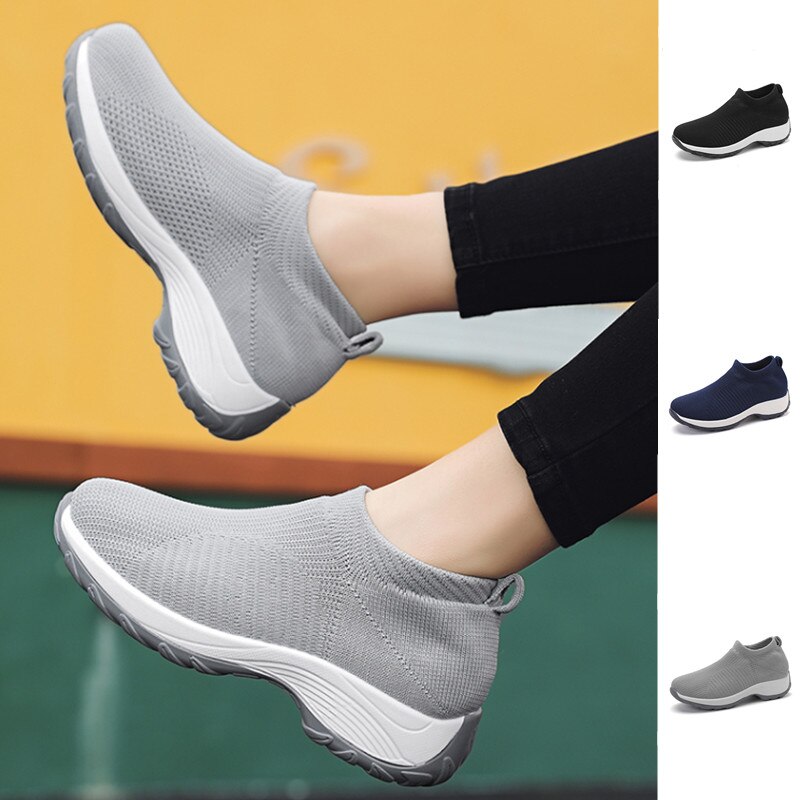 Women Casual Shoes Light Sneakers Breathable Mesh Summer knitted Vulcanized Shoes woman flats Shoes Flying net shoes