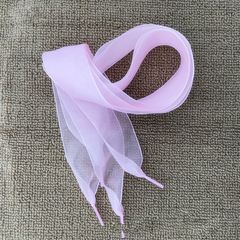 1 Paar 110Cm Mode Shoestrings Vrouwen Schoenveters Platte Zijde Satijn Lint Veters Sneakers Sport Schoenen Kant Boog: Roze