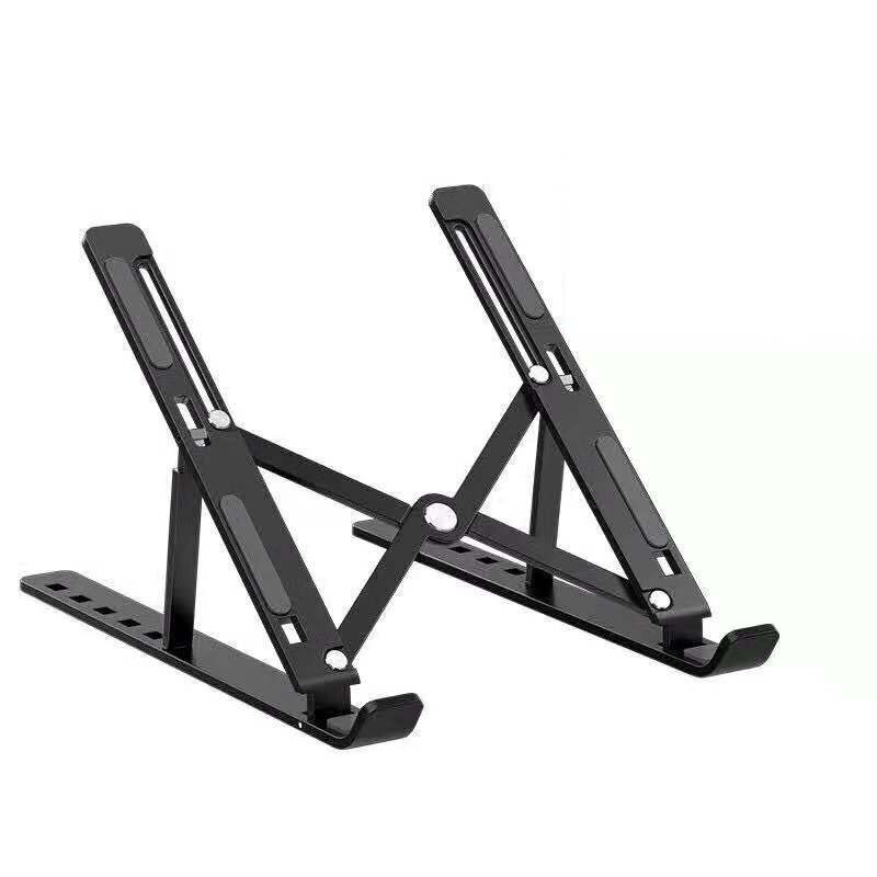 Bærbar bærbar holder 6 højdejusterbar aluminiumslegering desktop til notebook macbook computer beslag laptop stativ skridsikkert: Sort